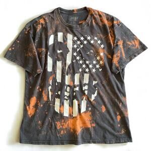 Misfits Thrashed Fiend Skull T-Shirt 2XL Distressed Grunge USA American Flag Tee